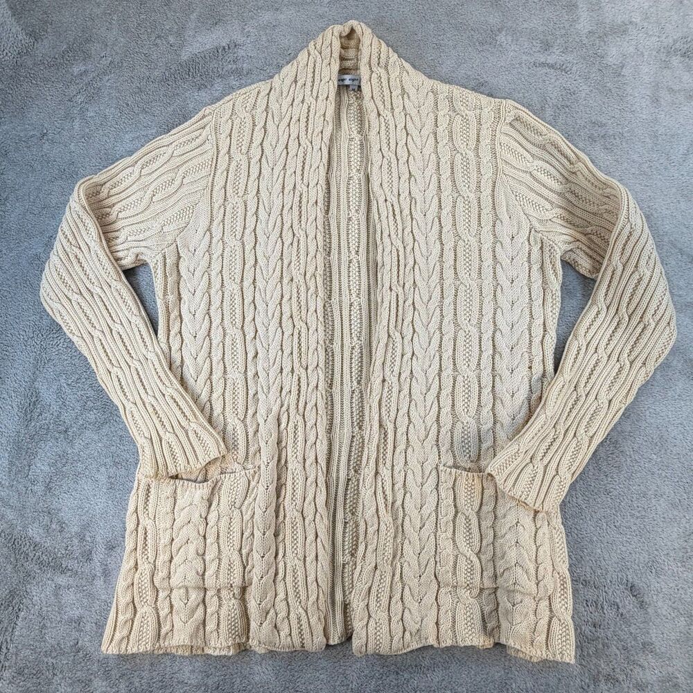 Eight Eight Eight Cable Knit Open Front Cardigan Women’s M Cream Longline